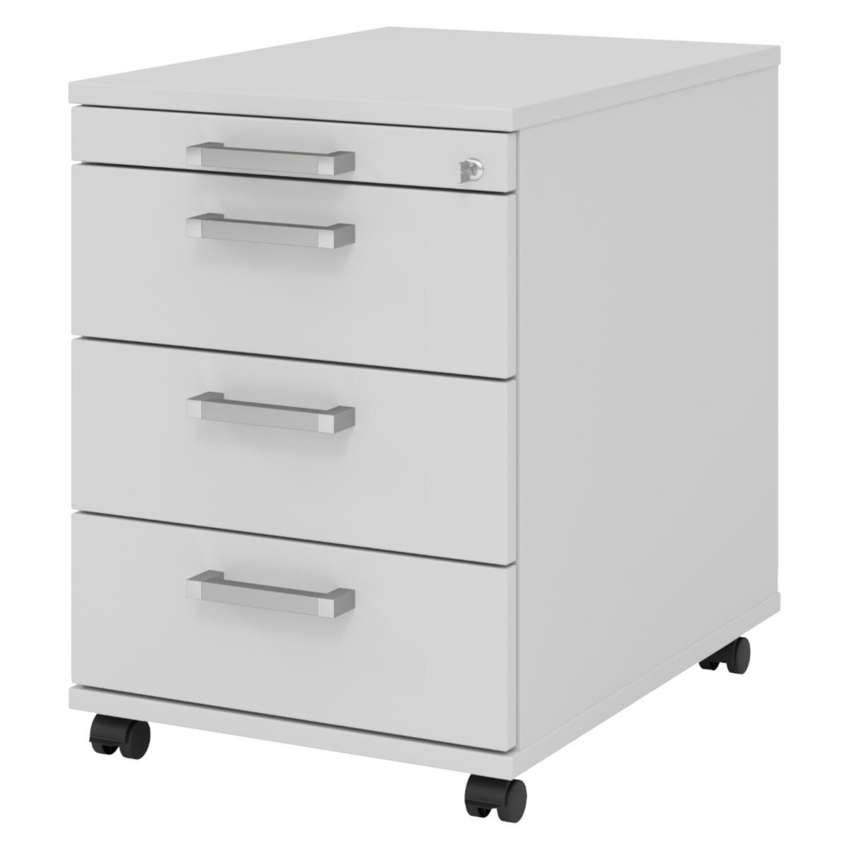 ROLLCONTAINER - 3 Materialschubladen 58/42,8/59 cm in Grau Chromgriff (Metall) - Grau, Holzwerkstoff (42.8/59/58cm) - bümö