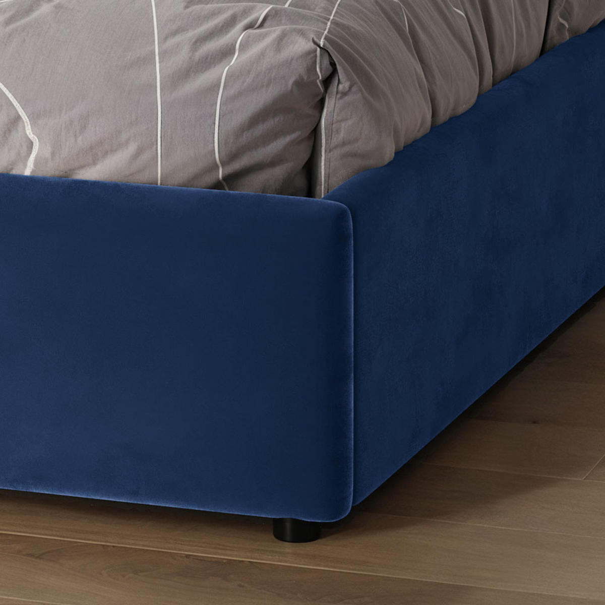 POLSTERBETT 140×200 cm mit Bettkasten und Lattenrost Nela HLR-64 Blau Velours - Blau, Holz/Metall (140/200cm) - Jana