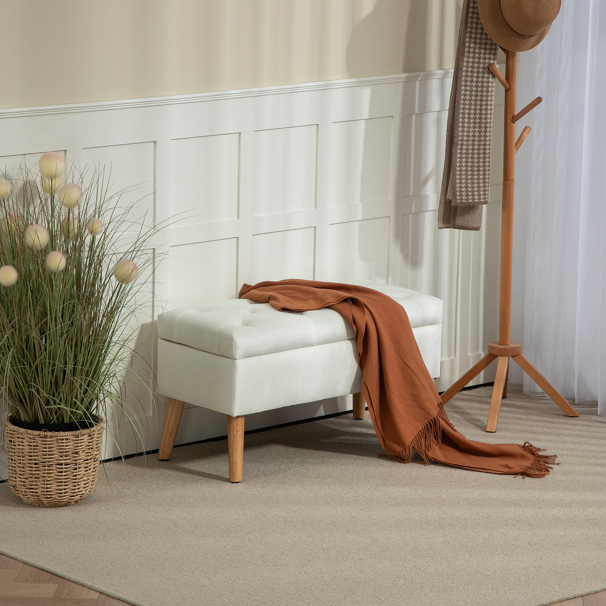 SITZBANK mit Stauraum, 80 x 35 x 40 cm Weiß - Weiß, Kunststoff (80/40/35cm) - HOMCOM