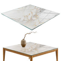 TISCHPLATTE 60x60 cm Eleganter Marmor mit Adern - Weiß, Glas (0.4/60/60cm) - TULUP