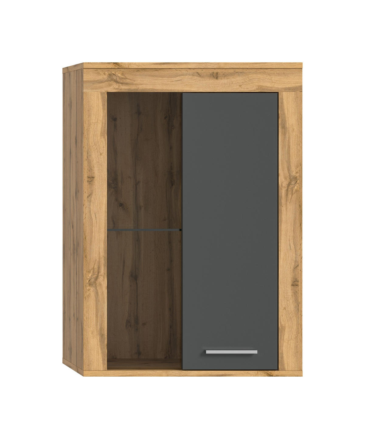 VITRINE JAM (B/H/T: ca. 60/86/35 cm) in Wotan Eiche Nachbildung/grau - Eiche Wotan, Holzwerkstoff (60/86/35cm)