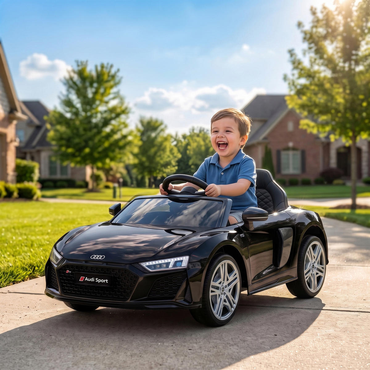 KINDER-ELEKTROAUTO Kunststoff Stahl Schwarz - Schwarz, Kunststoff (107/58/44cm) - AIYAPLAY
