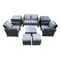 GARTENSOFA mit hoher Rückenlehne Polyrattan Dunkelgrau 6-Sitzer - Dunkelgrau, Metall - Fimous