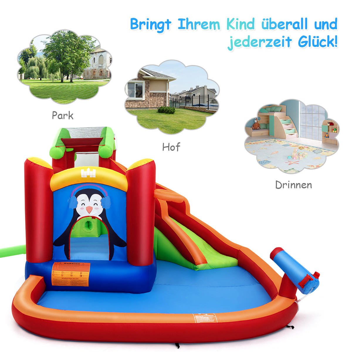 WASSERPARK 190cm Rot - Rot, Kunststoff (370/300/190cm) - COSTWAY