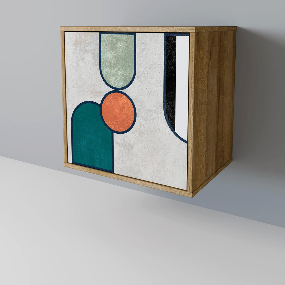 SIDEBOARD COOL STORY, Eichefarben, 57,5x42x75,5 cm, Goldfarbene Metallfüße - Eichefarben/Goldfarben, Holzwerkstoff/Metall (57.5/75.5/42cm) - SpaceRebels