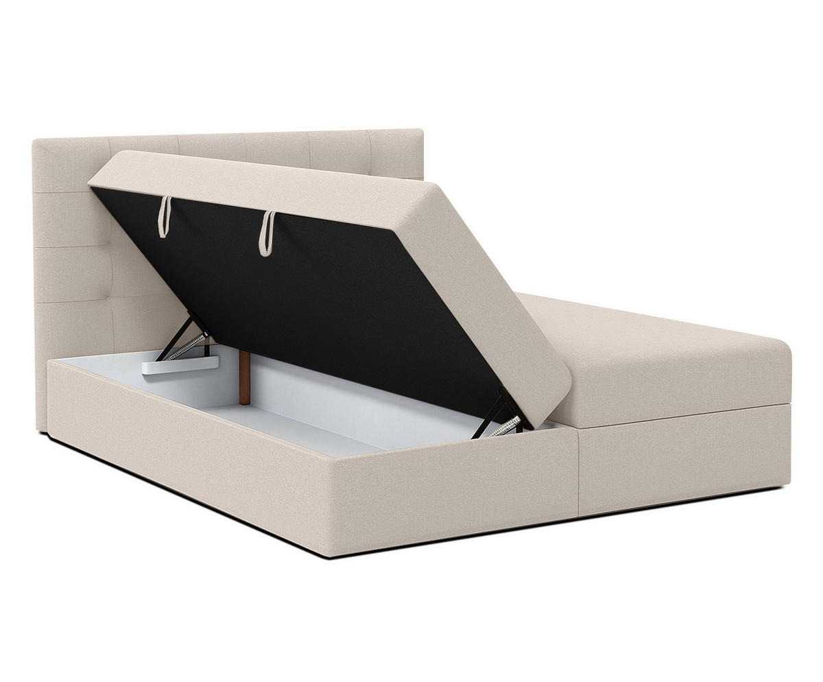 BOXBETT BELINAI 180x200 cm mit Bettkasten und Matratze - Beige - Beige/Schwarz, Holz/Holzwerkstoff (180/200cm) - AX Living