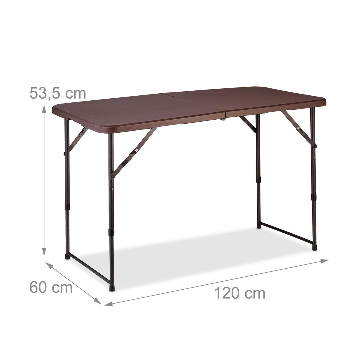 CAMPINGTISCH - Braun, Kunststoff/Metall (60/120/53.5cm) - Relaxdays