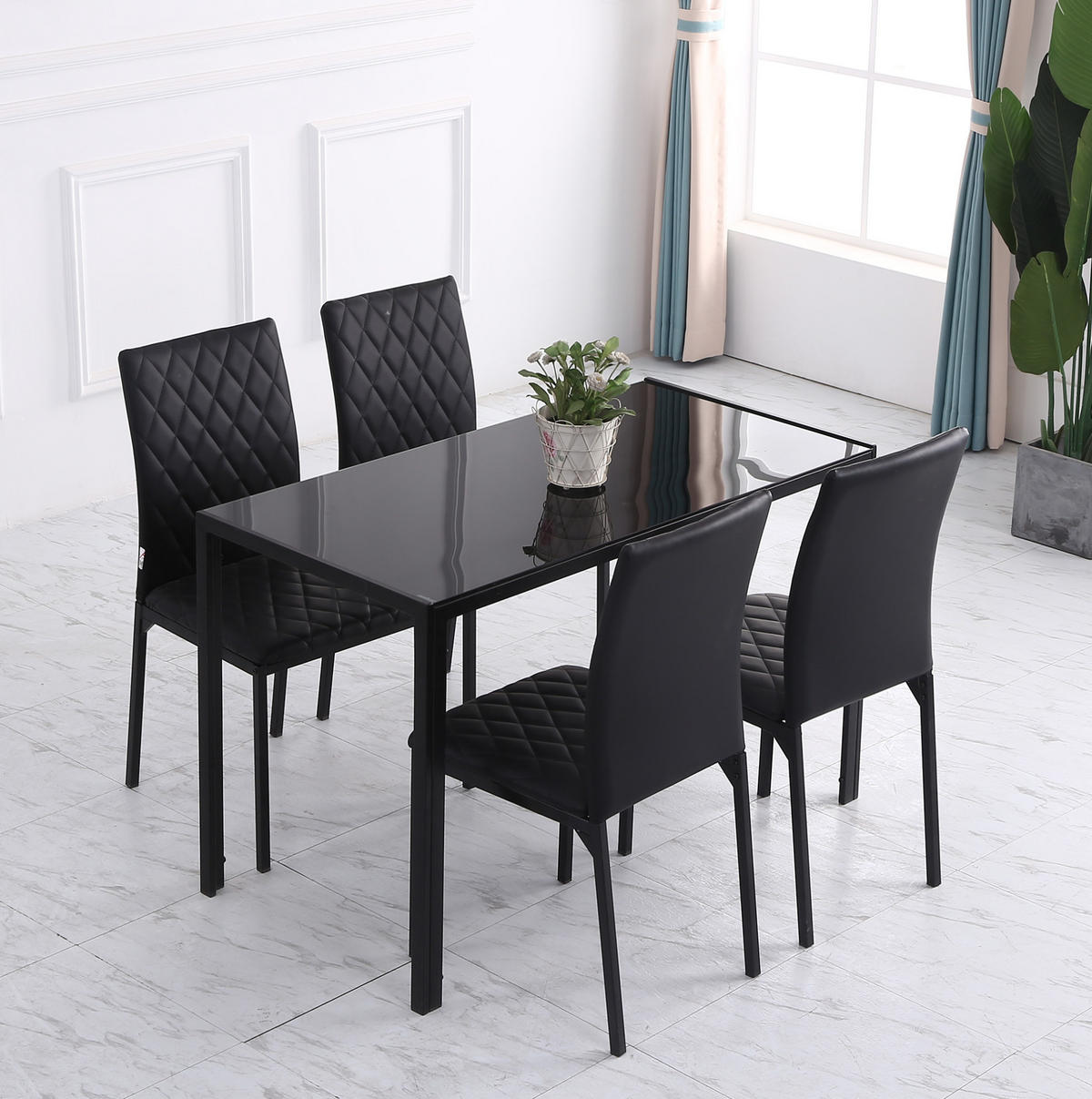 ESSZIMMERSTUHL 4er-Set gepolstert 41 x 50 x 91 cm Kunstleder Schwarz - Schwarz, Metall (50/91/41cm) - Meubliv