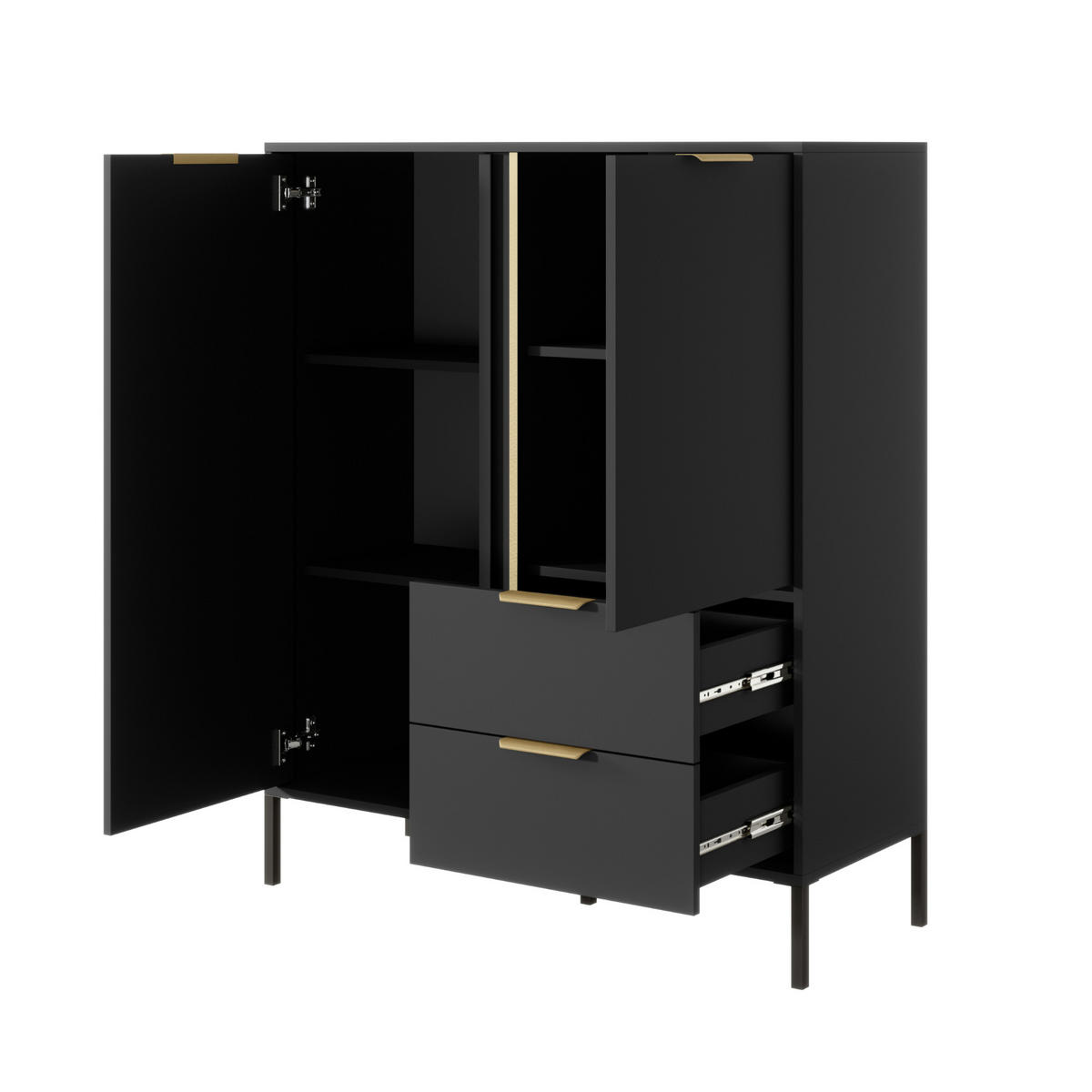 HIGHBOARD LAVIK KOM1 Anthrazit - Anthrazit, Glas/Holzwerkstoff (104/124/40cm) - Komodee