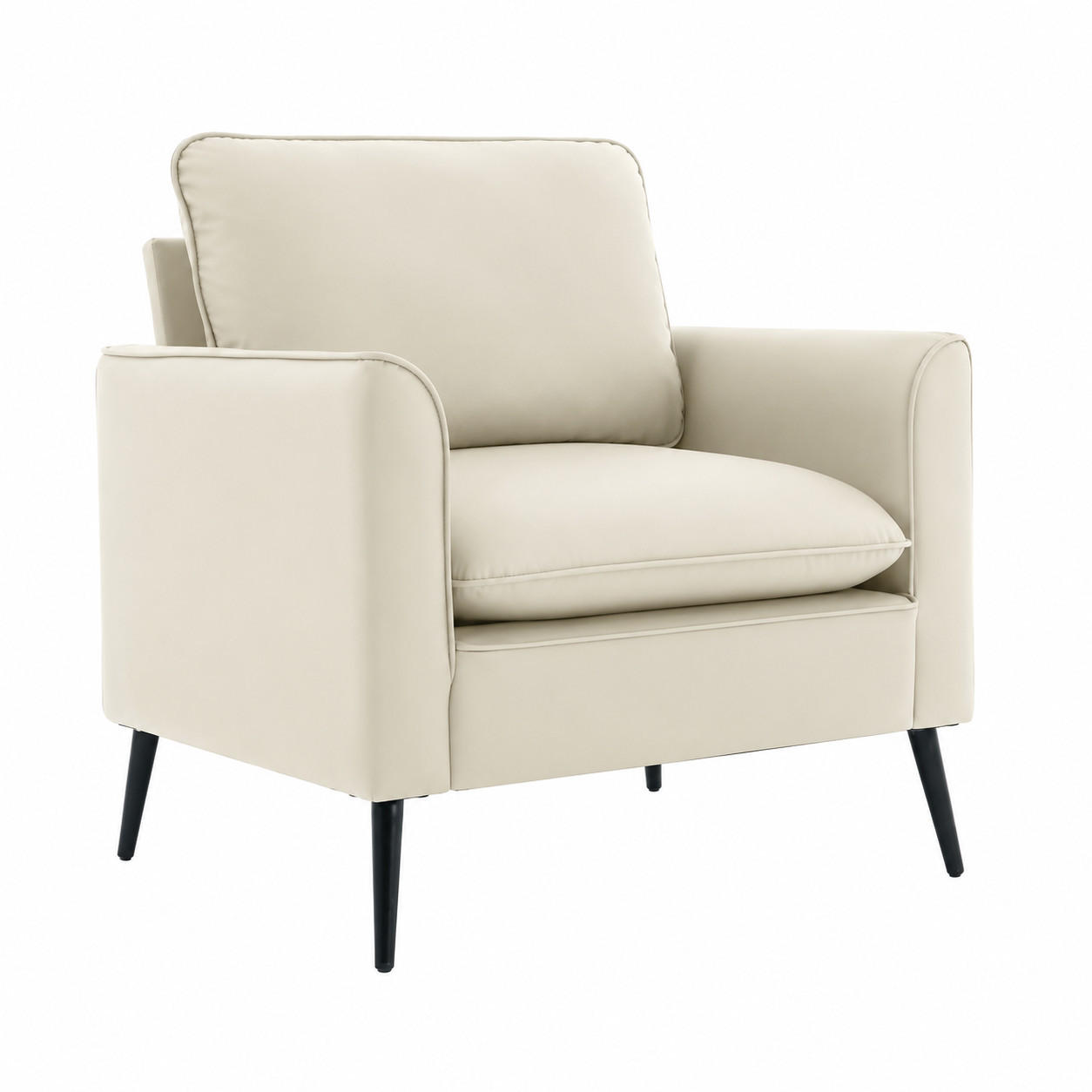 SESSEL Kunstleder Weiß mit Kissen - Weiß, Holzwerkstoff/Textil (80/80/68cm) - WISHDOR