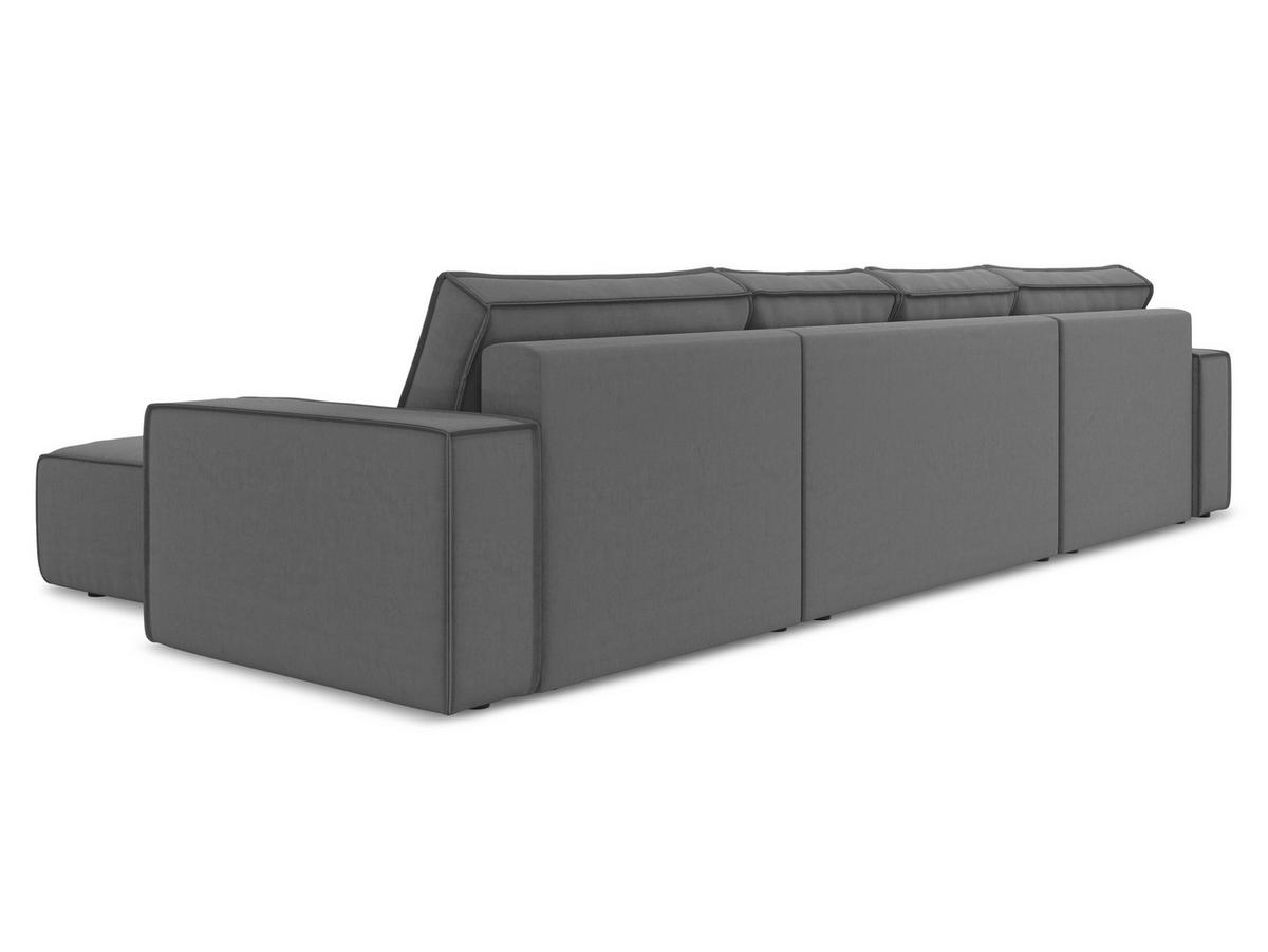 WOHNLANDSCHAFT Samt Stoff Grau - Schwarz/Grau, Kunststoff/Textil (398/82/185cm) - Makamii