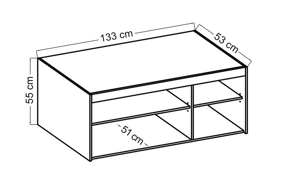 AUFSATZSCHRANK Storicos Sonoma Eiche 133/55,5/53 cm - 3T Modern - Beige, Holzwerkstoff/Kunststoff (133/55/53cm) - AX Living