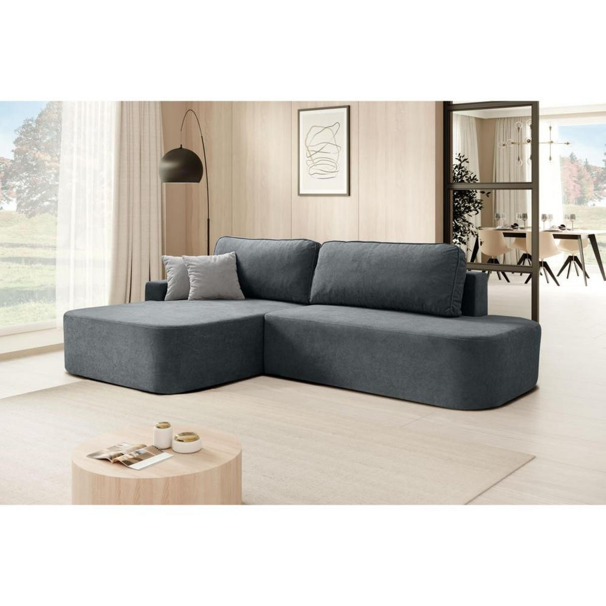 ECKSCHLAFSOFA Gavi dunkelgrau velours links - Dunkelgrau, Textil (269/171cm) - Beautysofa