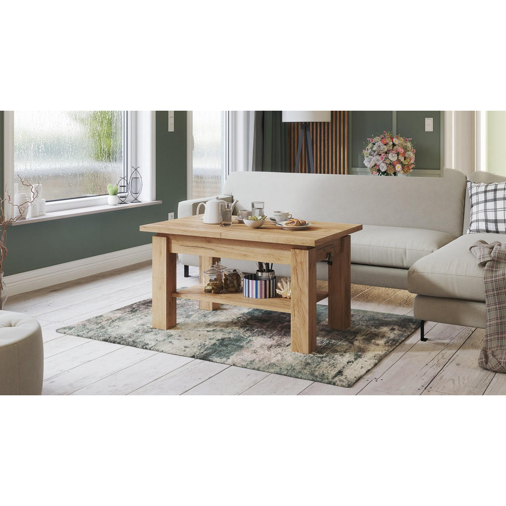Thumbnail - designimpex Couchtisch, Eiche, Holzwerkstoff, 110x59x68 cm, Wohnzimmer, Wohnzimmertische, Couchtische