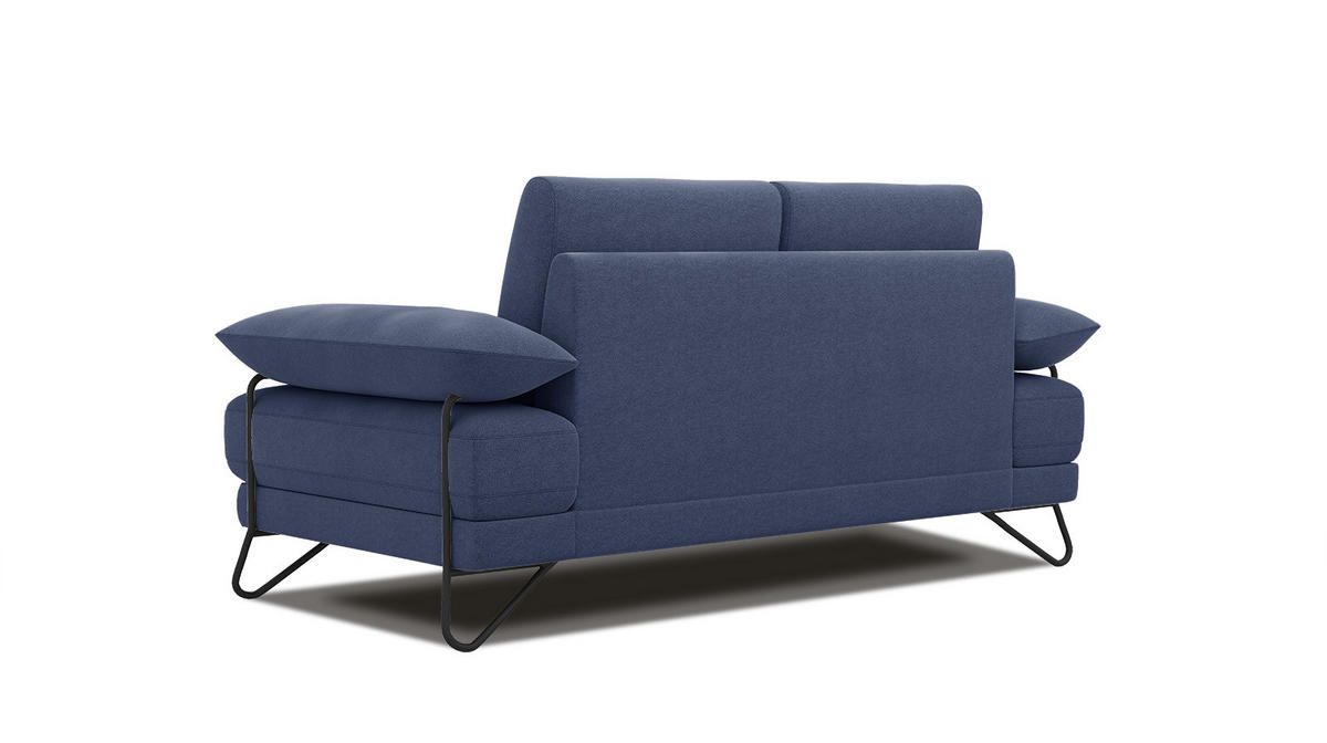 SOFA LORI 2-Sitzer, blau - Blau/Schwarz, Holzwerkstoff/Textil (185/87/96cm) - Courtois Laville
