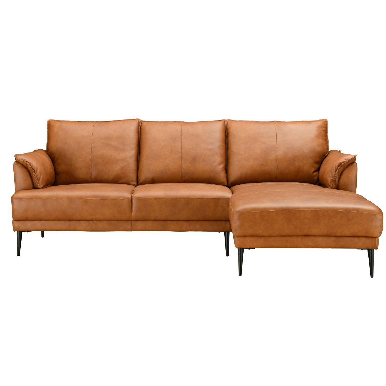 ECKSOFA Echtleder Braun - Schwarz/Braun, Leder/Metall (233/155cm) - Furnhouse