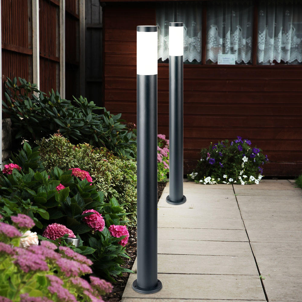 LED STEHLEUCHTE Edelstahl Anthrazit 2er Set - Anthrazit, Kunststoff/Metall (12.7/110/12.7cm) - Globo Lighting