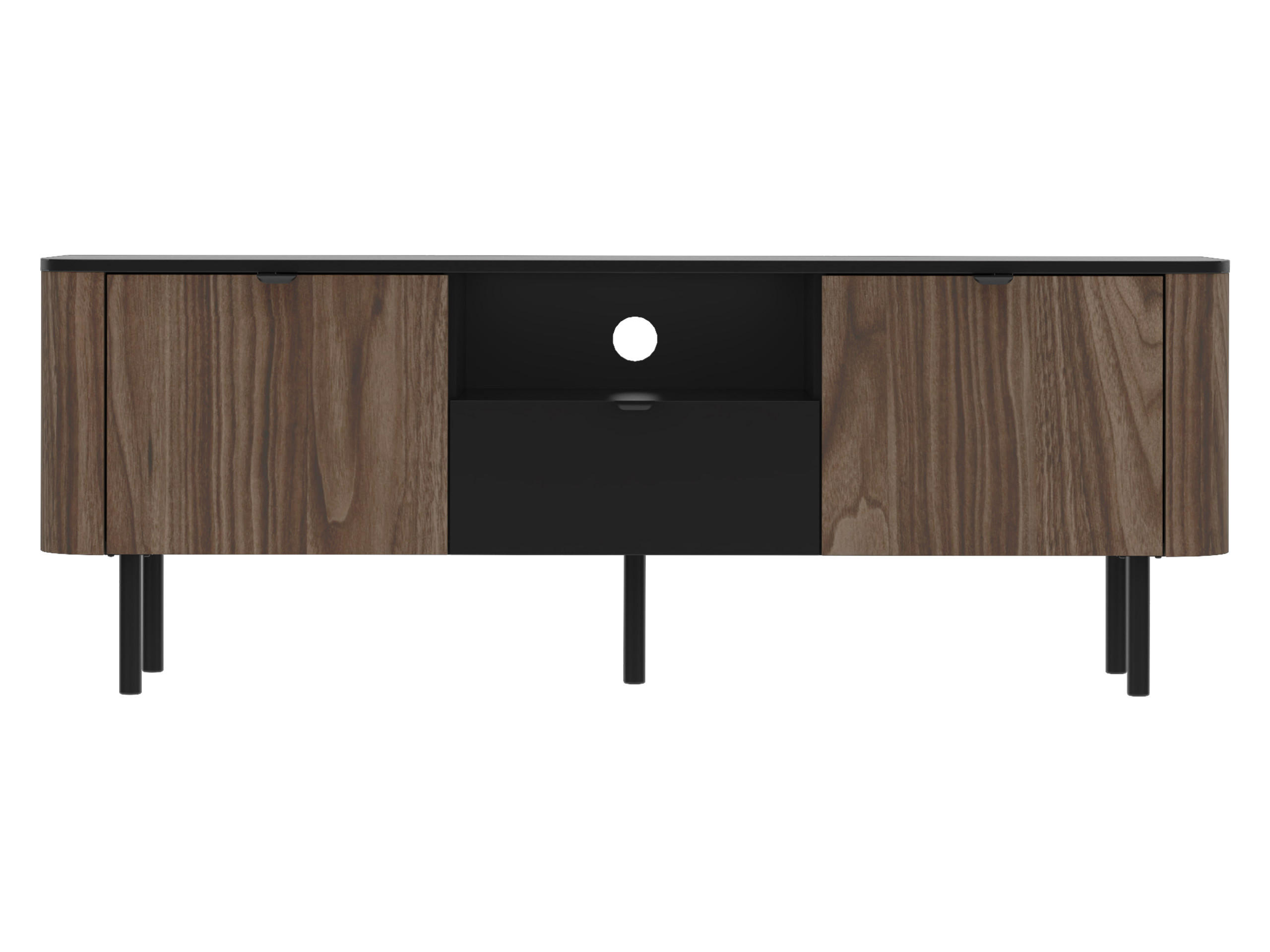 TV-ELEMENT Pero 150 02 - Nussbaumfarben/Schwarz, Holzwerkstoff/Metall (151/55/39cm) - MIRJAN24