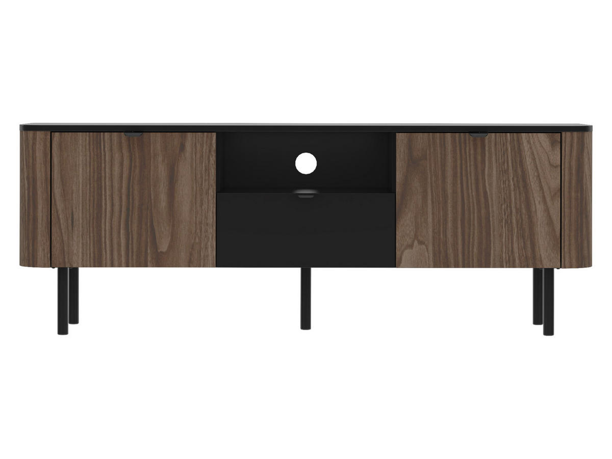TV-ELEMENT Pero 150 02 - Nussbaumfarben/Schwarz, Holzwerkstoff/Metall (151/55/39cm) - MIRJAN24