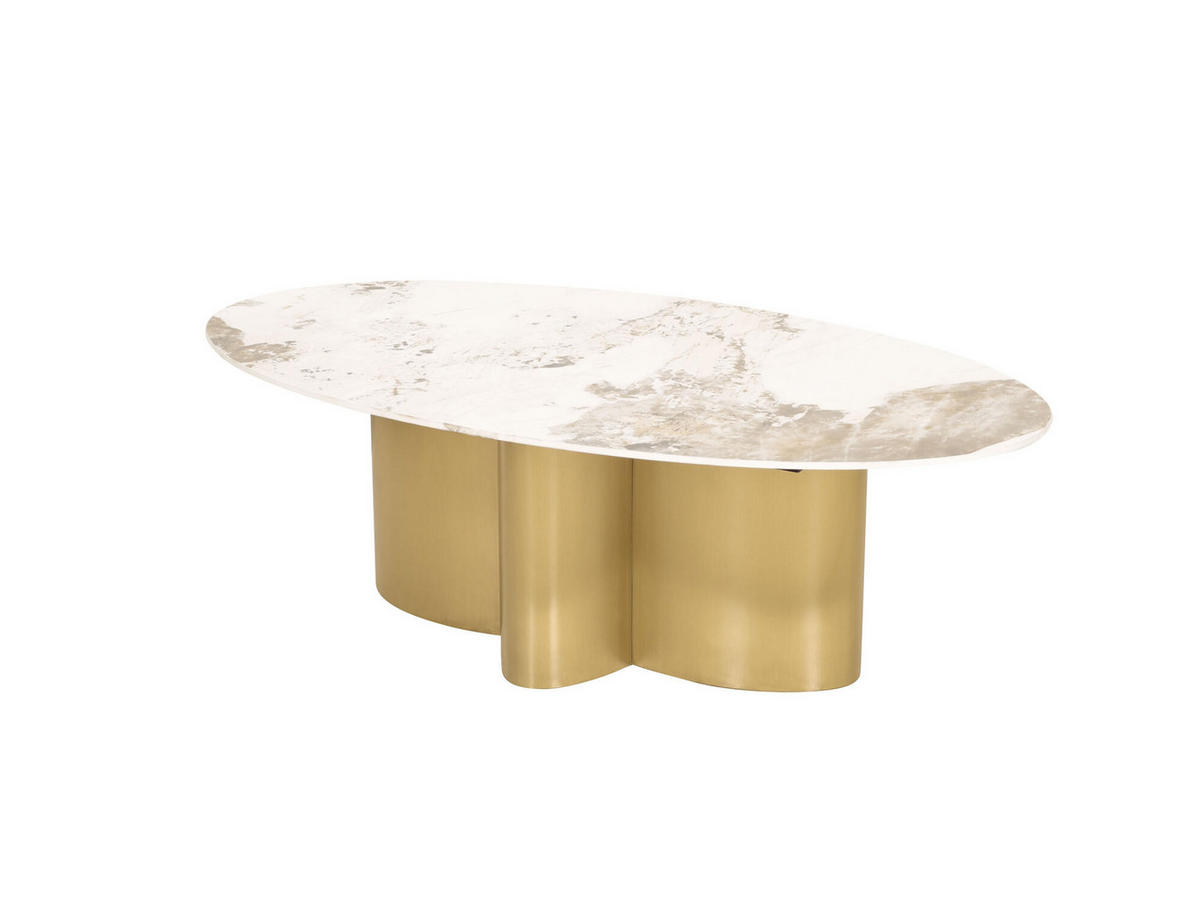 COUCHTISCH MODIG Weiß 130x70x42 cm - Weiß, Stein (70/130/42cm) - FURNLUX