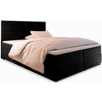 BOXBETT LENA 160x200 cm mit Matratze und Topper - Schwarz - Schwarz, Holz (140/200cm) - MASSENO