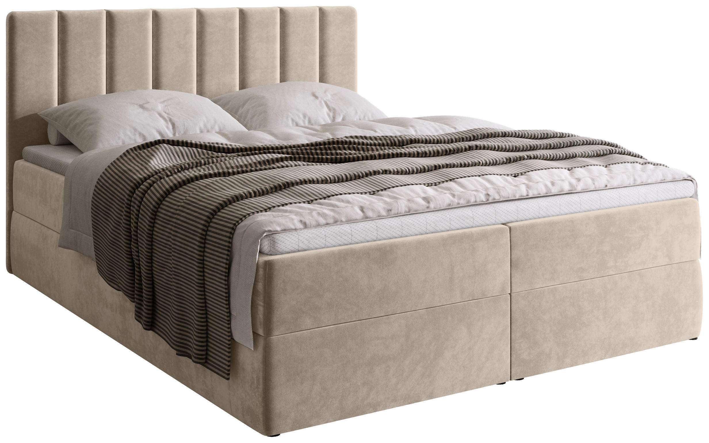 BOXBETT DENVER mit Topper 140x200 Beige - Ecru, Textil (140/200cm) - Bromarkt