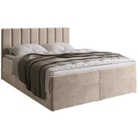 BOXBETT DENVER mit Topper 140x200 Beige - Ecru, Textil (140/200cm) - Bromarkt
