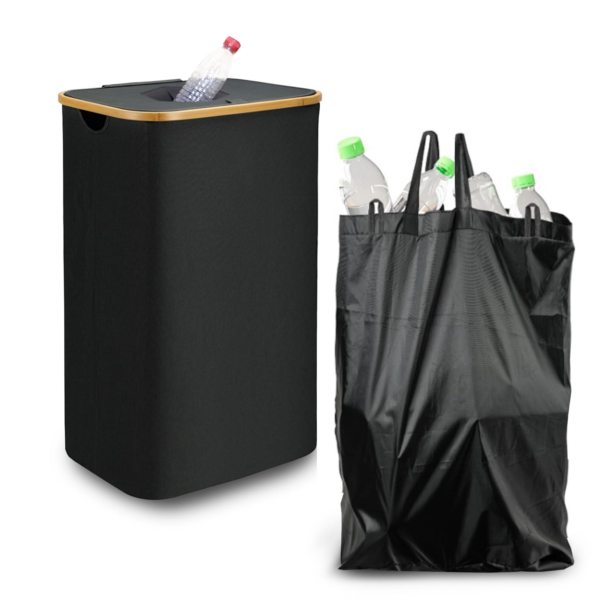 PFANDFLASCHEN-SAMMELBEHÄLTER Schwarz 100L - Schwarz, Textil (44/70/33cm) - Bestlivings