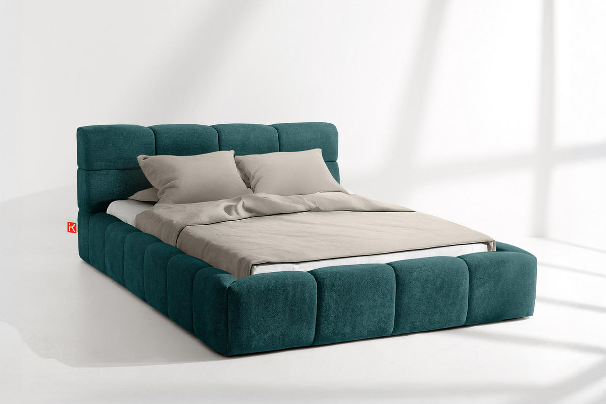 POLSTERBETT AERI 140/160/180/200 mit Rahmen und Bettkasten, blau - Blau, Holz/Holzwerkstoff (140/200cm) - KONSIMO®
