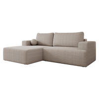 ECKSOFA Mivo Cord, Seite: Links - Schwarz/Sahara, Holz/Kunststoff (266/163cm) - MIRJAN24