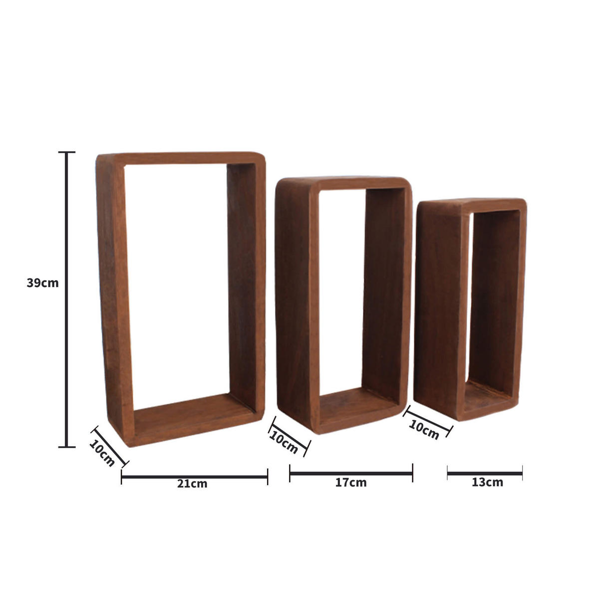 WANDREGALE SET, 3er Set Dunkelbraun 9/41/24 cm - Dunkelbraun, Holz (9/24/41cm) - Mobili Rebecca