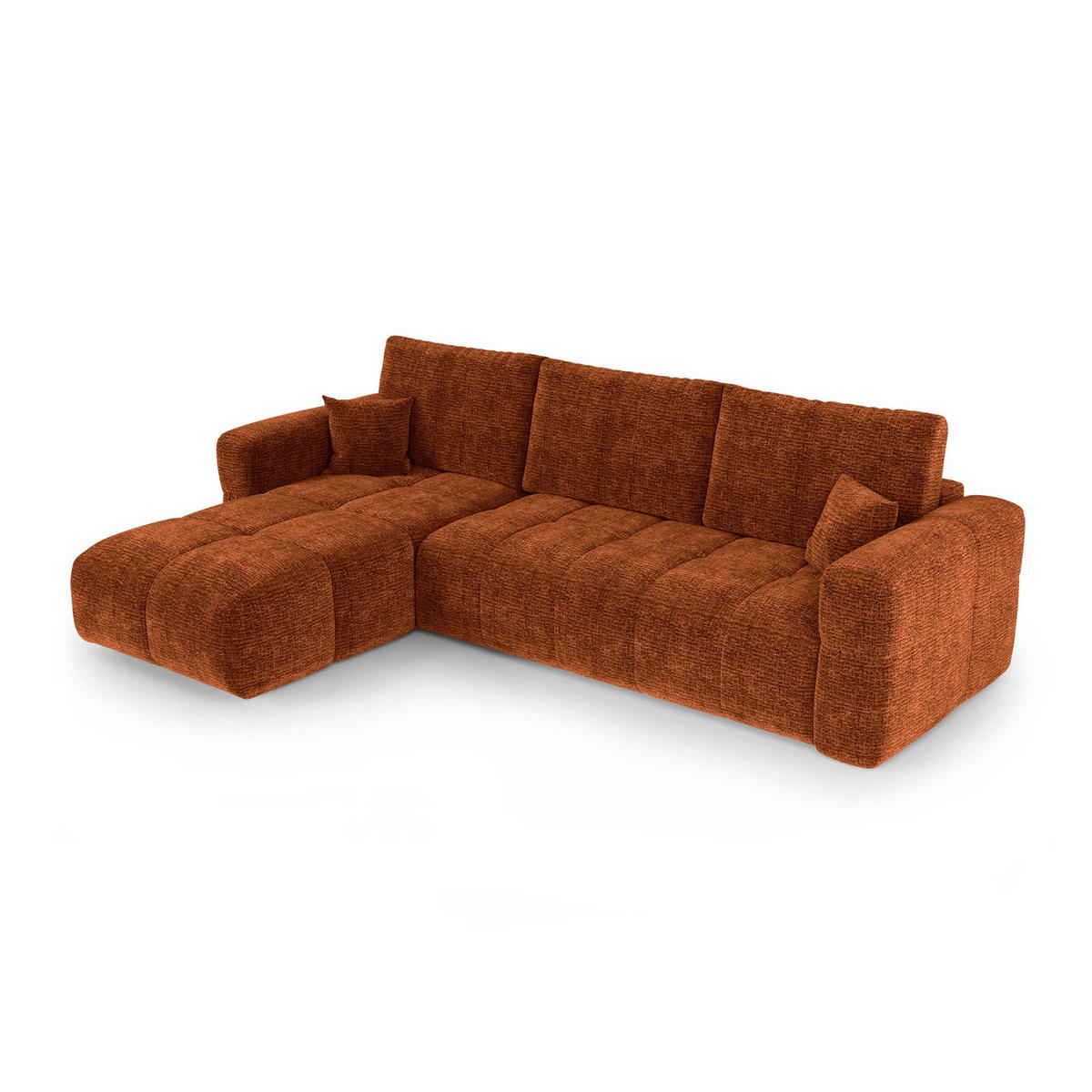 LINKSECK-SCHLAFSOFA mit Stauraum VIBE Kettgewebe mit weichem Griff Terrakotta 286cm - Dunkelorange/Terracotta, Textil (286/169cm) - Premium Interiors