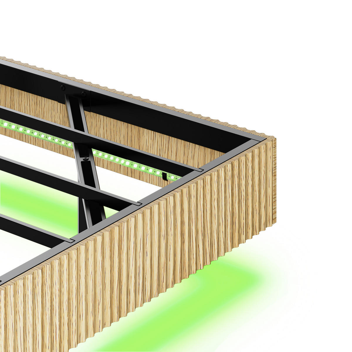 BETT 140/200 cm DE-33047 Schwebedesign mit LED-Licht Eiche - Naturfarben, Holzwerkstoff (140/200cm) - ComfortXL