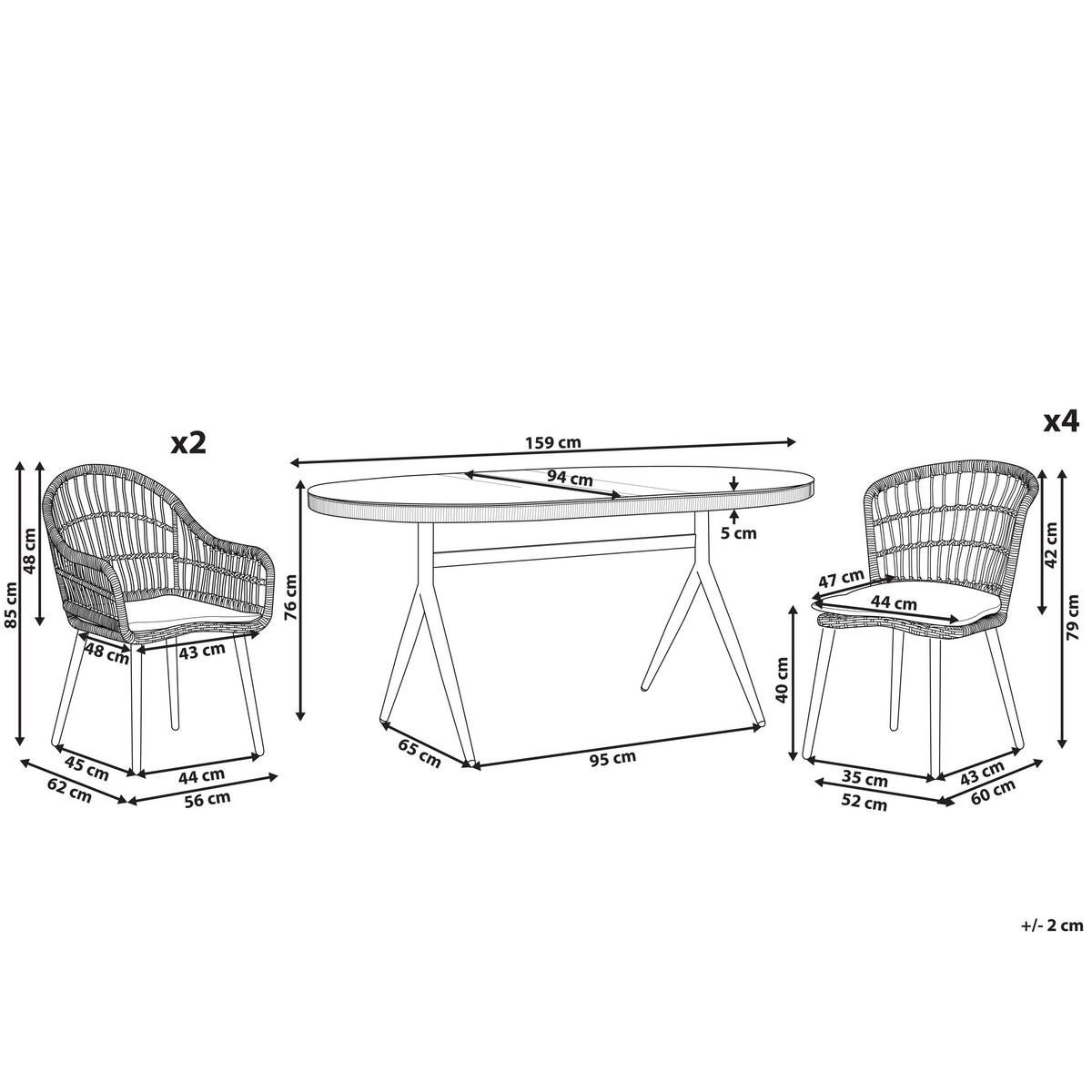 GARTENMÖBEL SET 6-Sitzer Rattan natürlich Auflagen rosa Aliano II - Pink/Beige, Kunststoff - Beliani