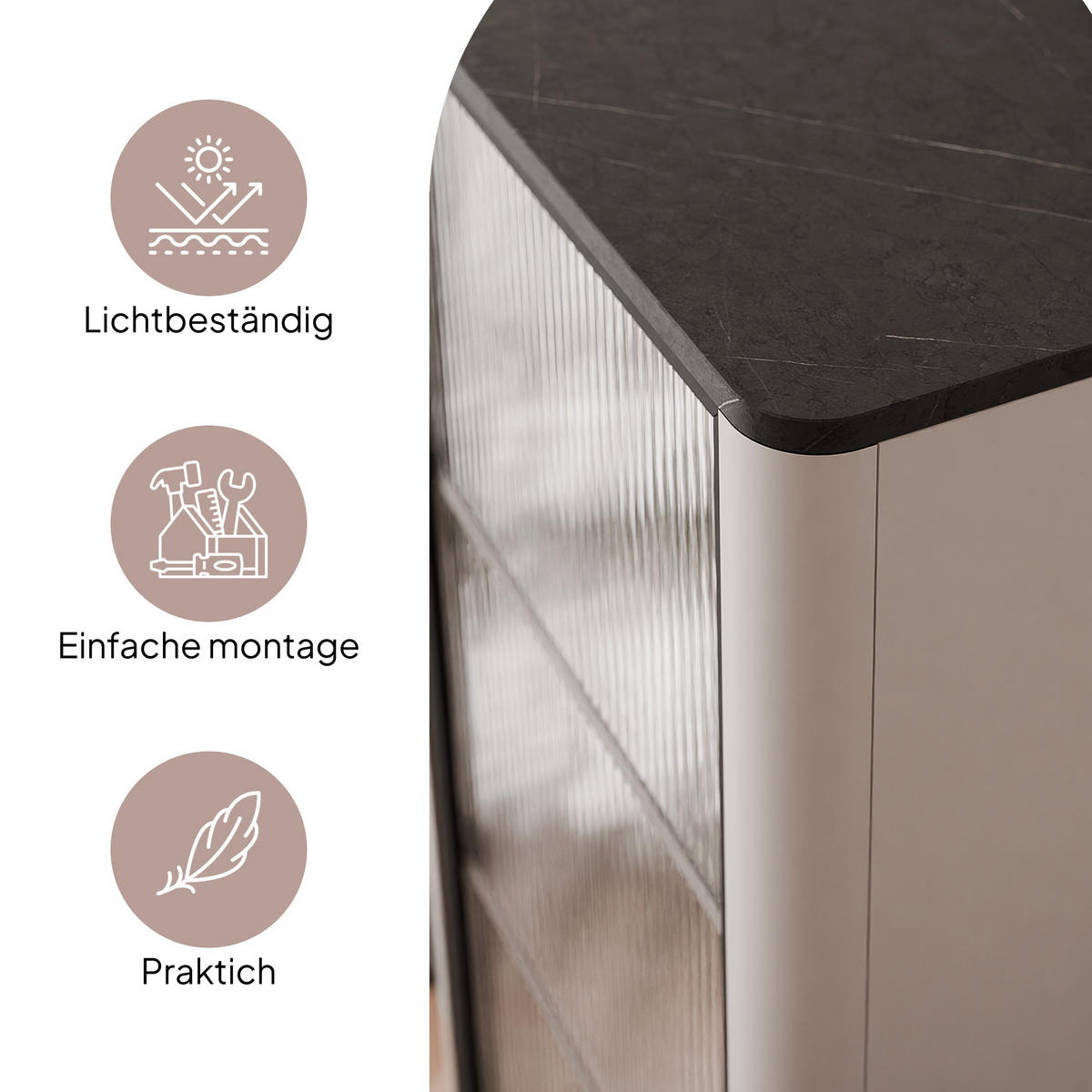 VITRINE NAVANI 60 cm Kaschmir Holz - Schwarz/Grau, Holzwerkstoff/Metall (60/191/40cm) - Idohome