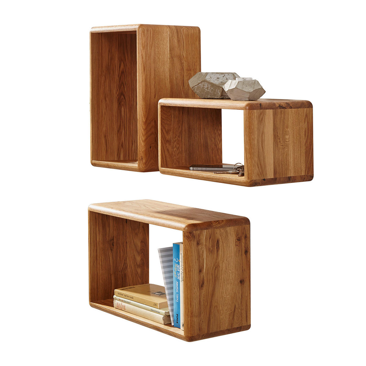WANDREGAL - Braun - Eichefarben, Holz (45/30/20cm) - home24