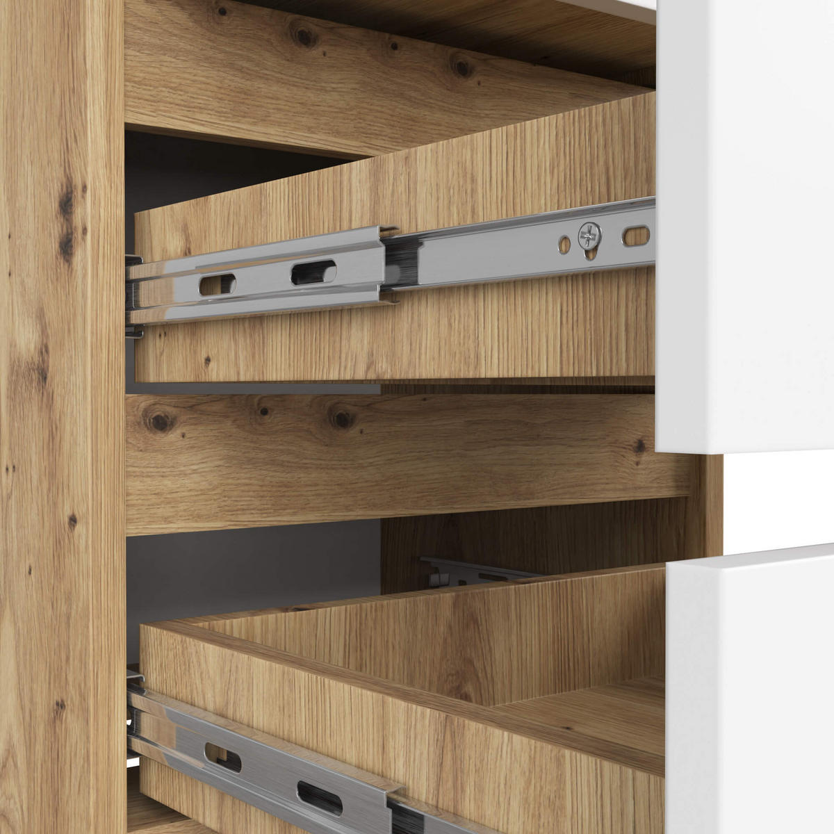 KOMMODE Eiche Artisan, Weiß 57/40/35 - Eiche Artisan/Weiß, Holzwerkstoff (40/57/35cm) - RAUMHIRSCH FURNITURE