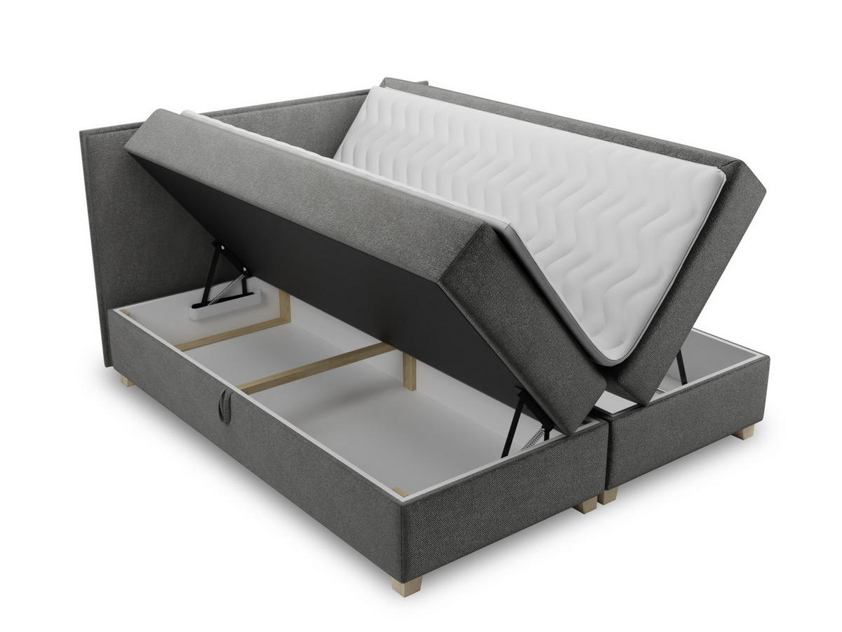 BOXBETT Fren - 180x200 - grün (Kronos 19, Velvet) - Beige/Grün, Holz/Holzwerkstoff (180/200cm) - Sofnet