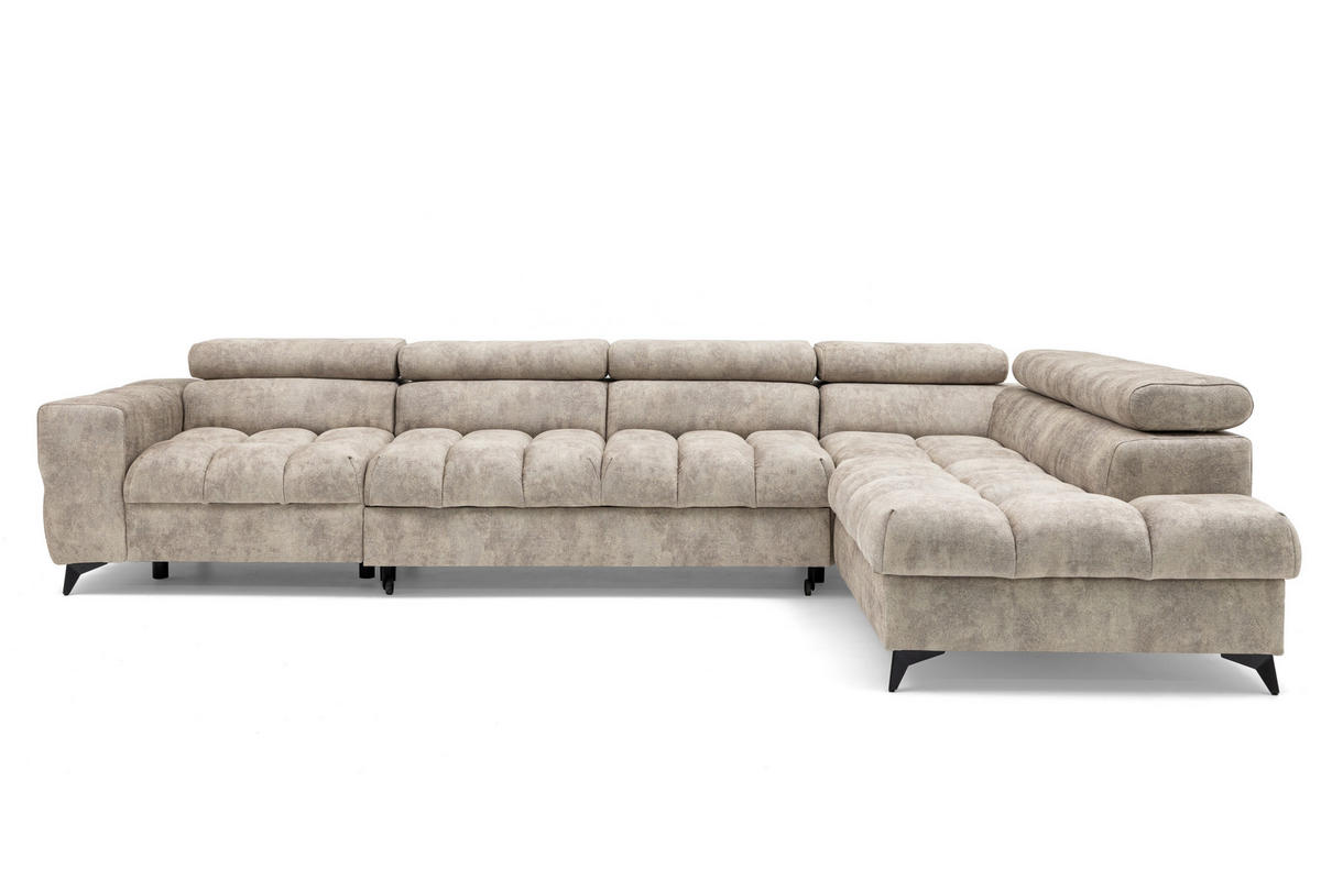 ECKSOFA Pudding Maxi mit Schlaffunktion und Bettkasten - Beige, Textil (203/350cm) - Muffo