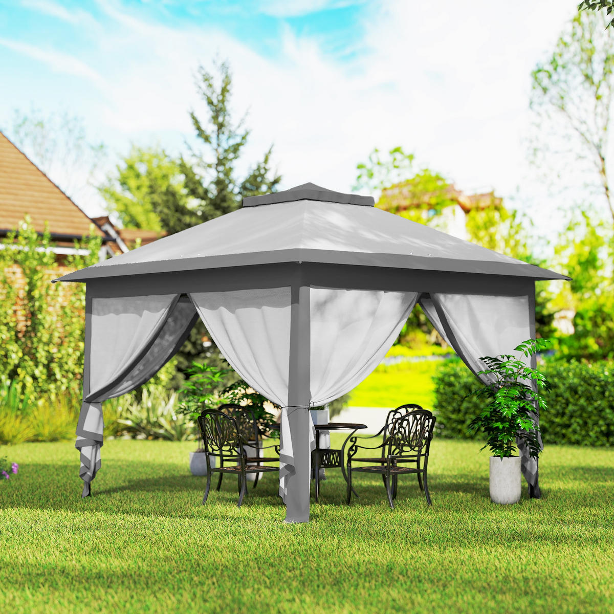 PAVILLON 3,3 x 3,3 m - Grau, Metall (330/288/330cm) - Outsunny