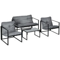 GARTENMÖBEL-SET, Stahl, Grau+Schwarz - Multicolor, Metall - Outsunny
