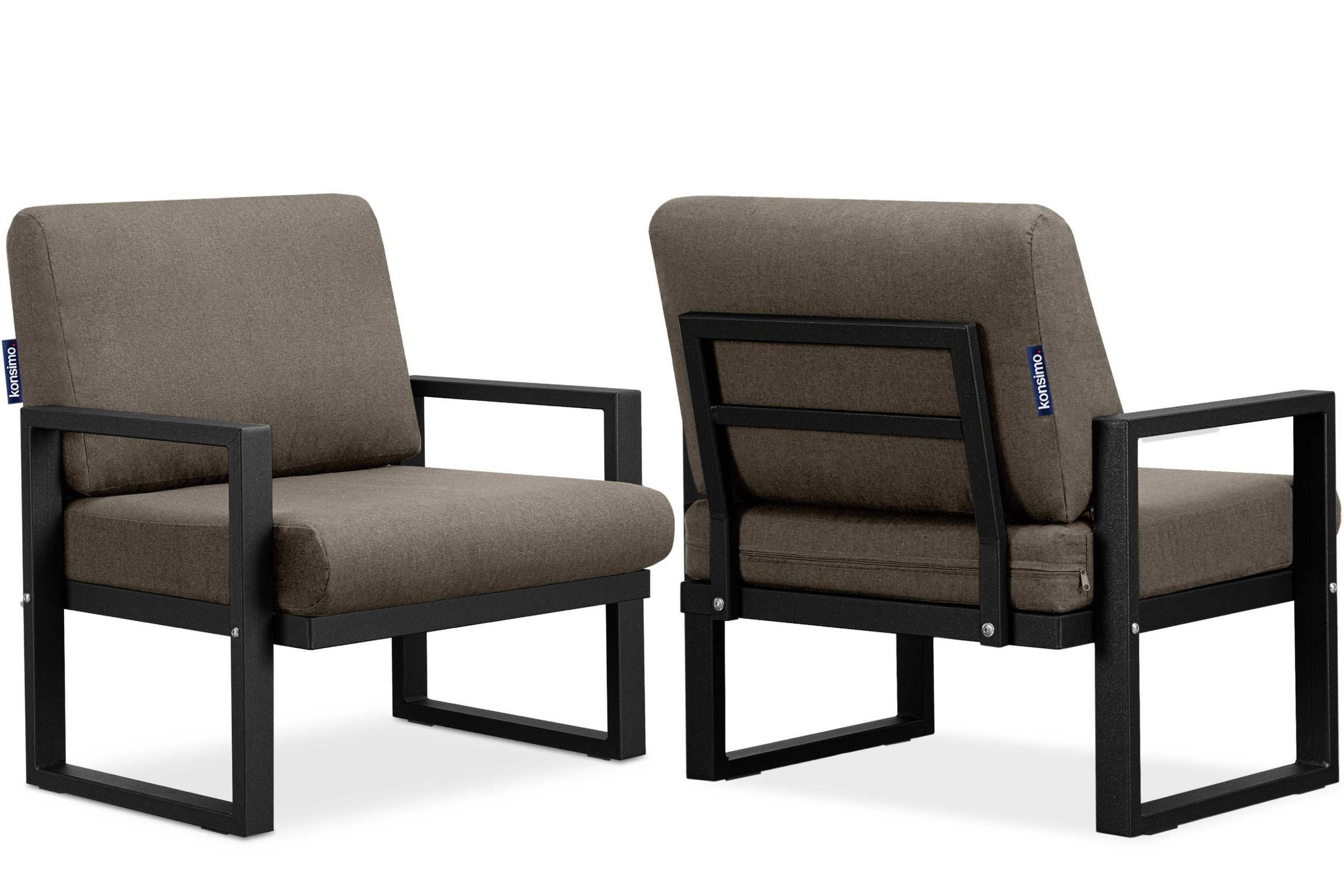 TERRASSENMÖBEL FRENA im Loft-Stil, schwarz - Beige/Schwarz, Metall - KONSIMO®