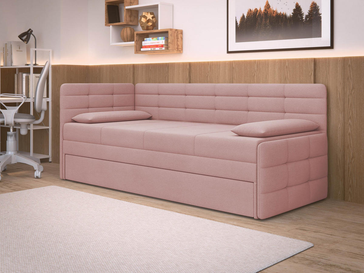 JUGENDBETT Sand - Schwarz/Rosa, Holz/Kunststoff (162/189cm) - MIRJAN24