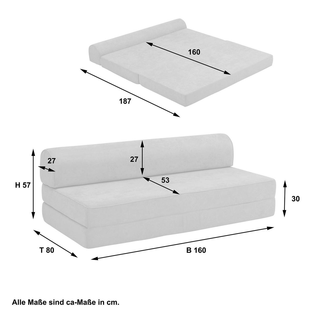 FALTSOFA Katusha Flachgewebe hellgrün - Hellgrün, Kunststoff (80/57/160cm) - 58aufmkessel