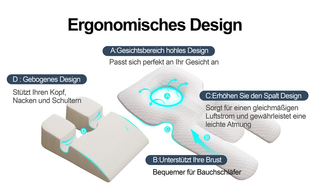 SEITENSCHLÄFERKISSEN - Weiß, Textil (46/78cm) - Vercart