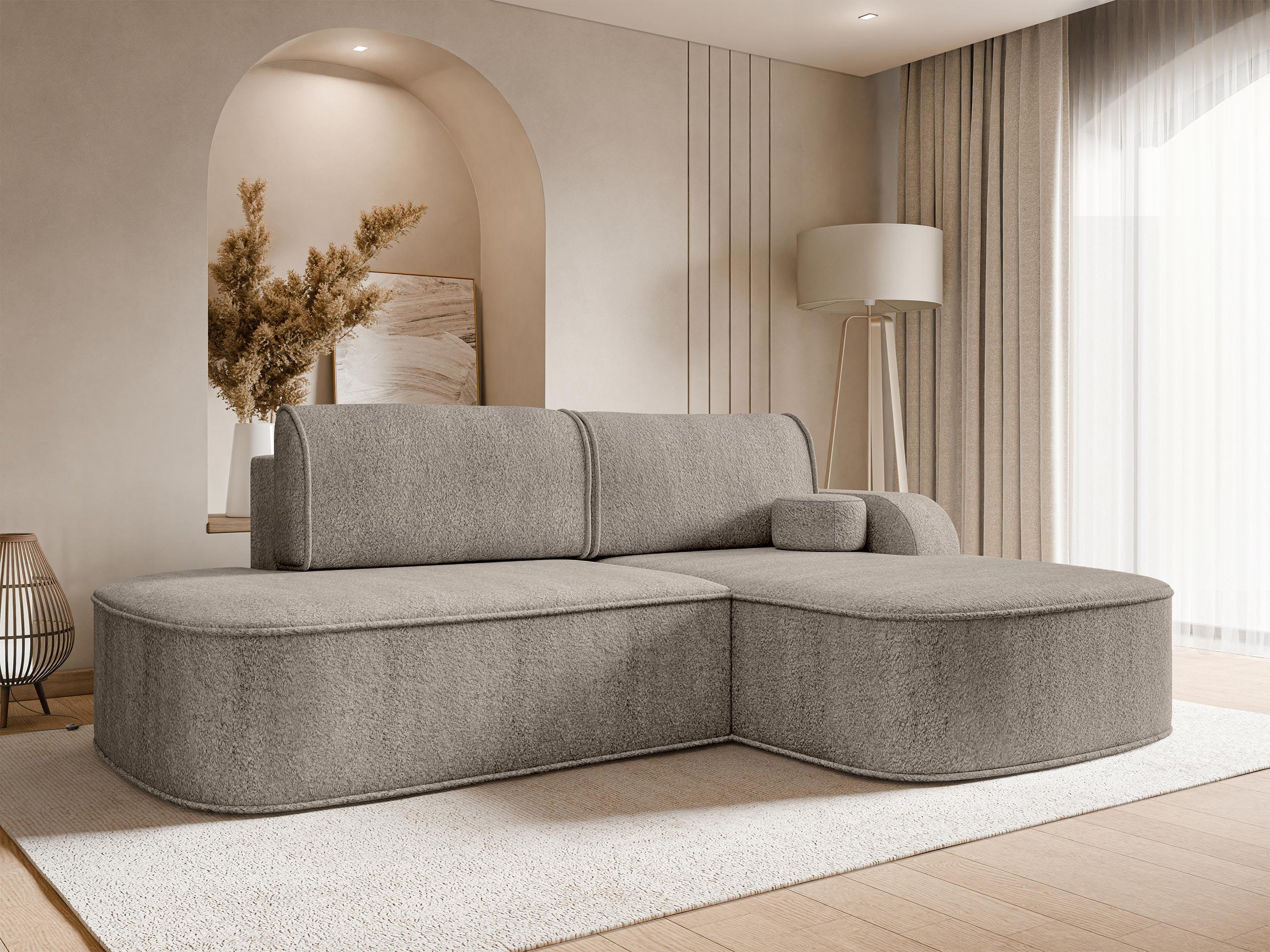 ECKSOFA Koro, Seite: Rechts - Schwarz/Braun, Holz/Kunststoff (256/177cm) - MIRJAN24