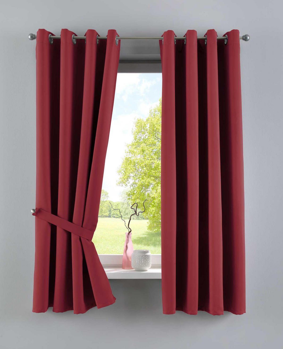 VORHANG »NEW YORK« HxB 160x140 cm Bordeaux - Bordeaux, Textil (140/160cm) - Gardinenbox