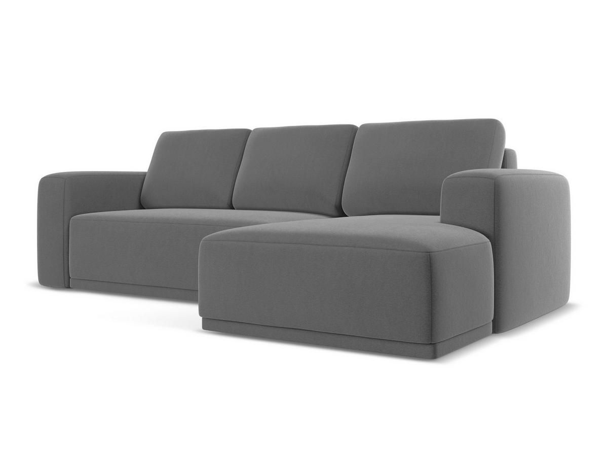ECKSOFA mit Schlaffunktion Samt Stoff Grau - Schwarz/Grau, Kunststoff/Textil (258/160cm) - Makamii
