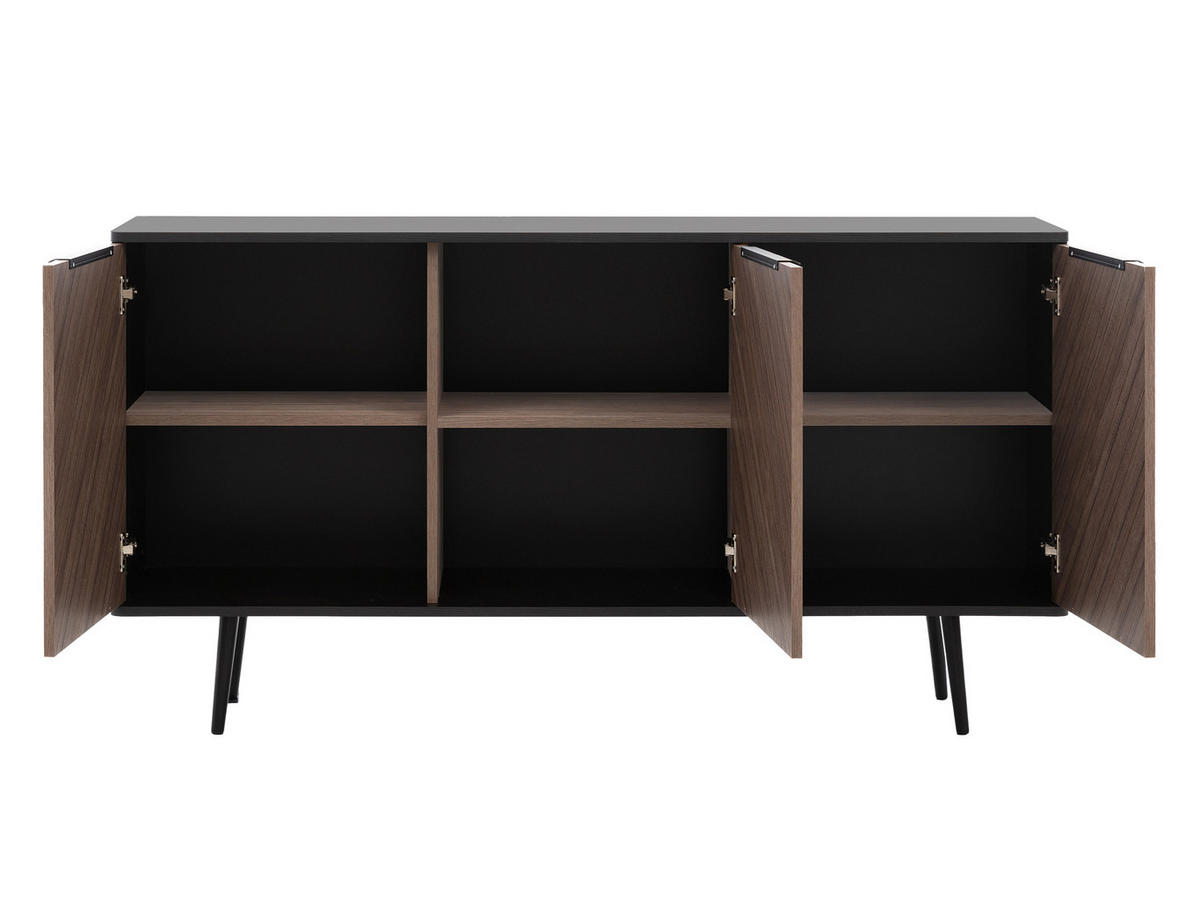 SIDEBOARD Pinelli K3D PE01 - Schwarz/Braun, Holzwerkstoff/Metall (150/80/41cm) - MIRJAN24