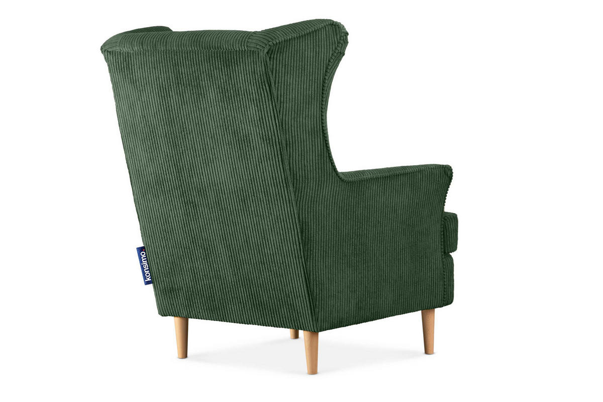 OHRENSESSEL STRALIS inklusive dekorativem Kissen, dunkelgrün - Dunkelgrün, Textil (82/108/80cm) - KONSIMO®